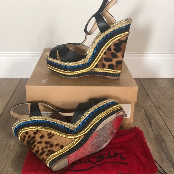 Christian Louboutin Trotolita 140 Calf/Pony Wedge - Picture 5 of 6